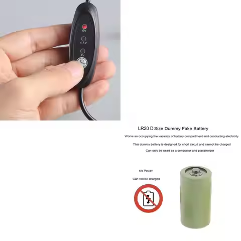 H052 3V 4.5V 6V LR20 D Battery Eliminators Power Supply Adapter USB Power Supply Cable Replace 2-4Pc