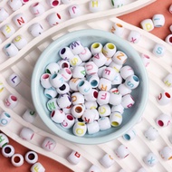 20pcs 8*9mm Charms Big Hole Acrylic Cylinder Letter Alphabet Beads For Jewelry Making DIY Bracelet N