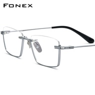 FONEX ไทเทเนียมแว่นตากรอบผู้ชาย2022ใหม่กึ่งไม่มีขอบสแควร์แว่นตาครึ่งกรอบแสงแว่นตา DTX-416