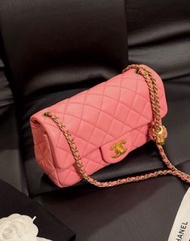 Chanel Mini Classic Quilted Pink Lambskin Pearl Crush