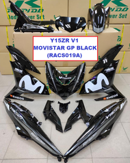 COVERSET Y15ZR V1 - MOVISTAR GP BLACK YAMAHA YSUKU Y15 RAPIDO BODY COVER SET MOTOR ACCESSORIES HITAM GLOSSY (RACS019A)