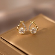 Gold 916 Original Malaysia Moissanite Drill Earrings Korean Style Earrings Women Set for Girls Emas Bangkok Original Cop 916 Subang Telinga Perempuan Anting Anting Perempuan Round Face Zircon Opal Haute Couture Jewelry Girlfriend's Gift 耳环