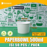 Paper bowl 500 ml microwave 50pcs/ pack tahan panas dan tebal FDA