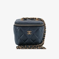 CHANEL Black Lambskin Mini Vanity Case Bag