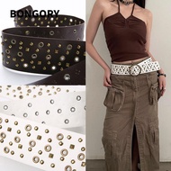 BONGORY Wide Waist Strap, Harajuku Y2K Rivet Belt, Women Man Vintage Chic Trouser Dress Belts