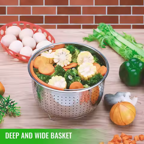 Sturdy Steamer Basket for 6 Quart Instant Pot Pressure Cooker Stainless Steel Steamer Insert with Ha