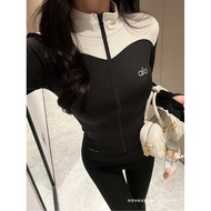 A alo Ribbed Color Block Jacket Slim Fit Yoga Jacket Fitness Sports Jacket for Women