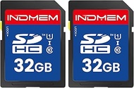 INDMEM 32GB SD Card (2 Pack) SDHC Flash Memory Card UHS-I U1 Class 10 High-Speed Full HD Video Compa