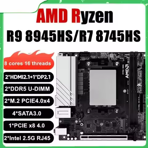 N17 NAS Gaming Mainboard AMD Ryzen 9 8945HS 7940HS R7 8745HS 7840HS Firewall Motherboard 4*SATA 2*NV