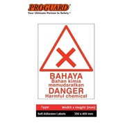 Proguard "Danger Harmful Chemical" Bahaya Chemical Hazardous Sticker Label Safety Sign Indoor Outdoo