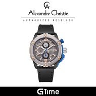 [Official Warranty] Alexandre Christie 6613MCLTBGRBU Men's Grey Dial Leather Strap Watch