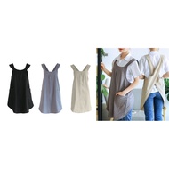 Mya Women Cotton Linen Cross Back Apron with Pocket Pattern Cotton Apron Comfortable Cotton Apron fo