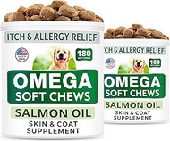 BARK&SPARK (Pack of 2 Omega 3 for Dogs - 360 Fish Oil Chews for Dog Shedding, Skin Allergy, Itch Rel