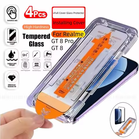 4/3/2/1Pcs For Realme GT 8 Pro Glass Realme GT 8 Tempered Glass Dust Free Full Cover Glue Screen Pro