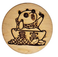 台灣檜木杯墊-悠閒水豚
