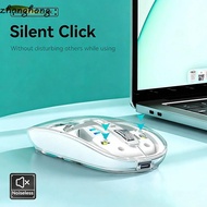 ZHANGHONG Silent Mouse, 2.4GHz/Bluetooth 5.0" 3 Modes Wireless Mouse, Sleek Transparent 1600DPI BT M