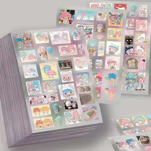 8Sheets Sanrio Little Twin Stars Die Cut Stickers Ins Graffiti Style Waterproof Decals for Gift Parc