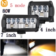 1 Buah/2 Buah Lampu Sorot LED 40W Super Terang 5 Mode Lampu Putih Lampu Kuning untuk Truk Jeep suv A