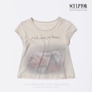 SCULPTOR® เสื้อยืด Lace Crop Baby Tee