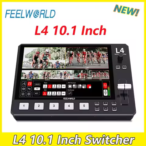 FEELWORLD L4 5 Channel HD Video Switcher Multi-camera Streaming Live Production 10.1-inch Touch Scre