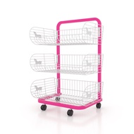 Kefva ชั้นตะกร้ามินิมาร์ท 3-5 ชั้น รุ่น Pony แบบโครง หน้าเดียว มีล้อ กว้าง 72 cm เชลฟ์วางขนม ชั้นวาง