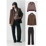 Aritzia Retro Melade Faux Suede Blazer with Matching Striped Sweater and Pants