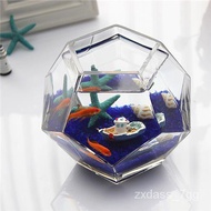 XYThickened Super White Fish Tank Polyhedron Personality Betta Tank Table Top Glass Fish Tank