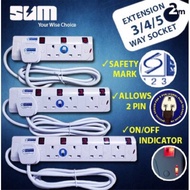 SUM  2meter/5meter 2 way 3 way 4 way 5 way TRAILING SOCKET 2 meter cable EXTENSION SOCKET - Made In 