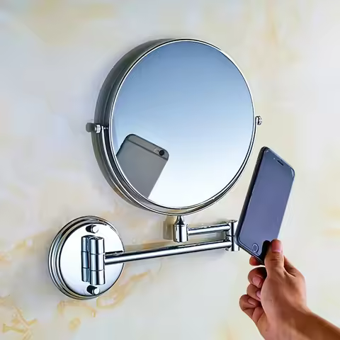 Bath Makeup Mirror Wall Mounted folding Bathroom Accessories Adjustable Cosmetic Mirror 2-Face Bathr
