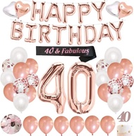 40th Happy Birthday Decoration Gold Rose with Sash Number 40 Balloon Happy Birthday Banner Happy 40t