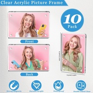 10 Pack Acrylic Fridge Magnetic Frame, SEILETOO Double Sided Mini Picture Frames, Refrigerator Magne