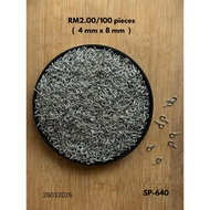 RM2.00/100 keping : SP-640 - Screw Hook Eyelet Claps - 4 mm x 8 mm