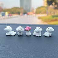3D Mini Cute Bichon Frise Dog Resin Statue Puppy Figurines Miniature Crafts DIY Fairy Garden Kids Mi