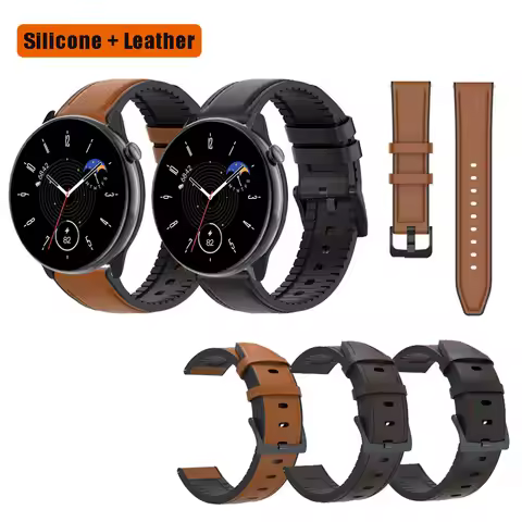 20/22mm WaterProof Genuine Leather Silicone Strap For Huami Amazfit GTR mini / GTR4 GTR3 Pro GTR2 2e