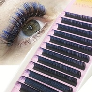 Colorful YY Blue Eyelash 12 Row Set | Pre-made Volume Fan Mango Eye, D-roll Fluffy Natural Soft, 8-1