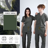 Arfi Scrub Jogger สี Black Forest เเบบขาจั๊ม (เฉพาะเสื้อเฉพาะกางเกง) ชุดสครับทางการเเพทย์ ป้องกันเเบ