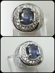 NEW!! natural blue sapphire star / safir biru  perak mewah