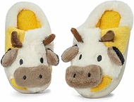 Children's Slippers Boys Girls Cuddly Soft Cuddly Plush Open Non-Slip Slippers, White/yellow, 0 US L