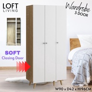 Loft Living 3 Door Wardrobe/2 Door 2 Drawer Wardrobe almari baju/ almari baju kayu/ kabinet baju/Home Furniture