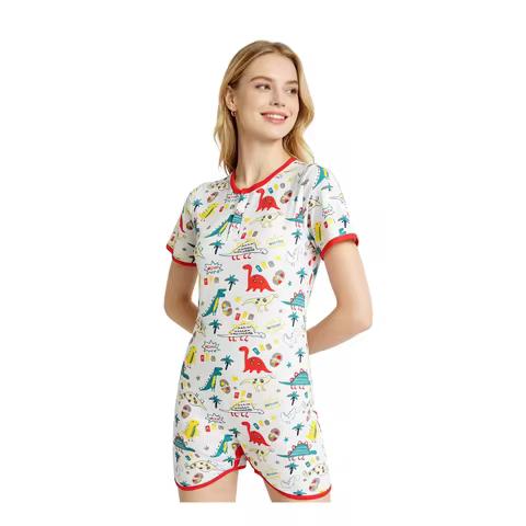 Red dinosaur bodysuit with short leg/adult onesie/adult romper/abdl clothes