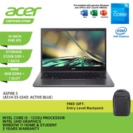 ACER Aspire 5 A514-55-554D Laptop - 14"/FHD IPS/Intel I5-1235U/8GB+1Slot D4/512GB+1Sata SSD/Intel UH