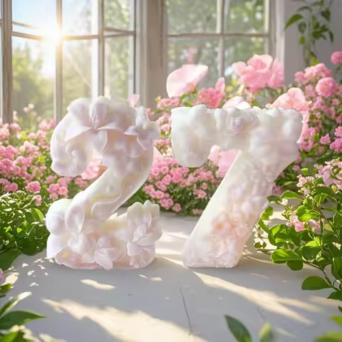 DIY Digital Shape 2 3 7 9 Silicone Candle Mold Lily Peony Rose Flower Number Plaster Molds Arabic Nu