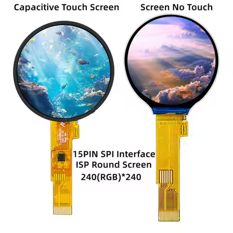 IPS 1.28 inch 15PIN SPI 262K Color TFT LCD Capacitive Round Screen (Touch/No Touch) GC9A01 IC CST816