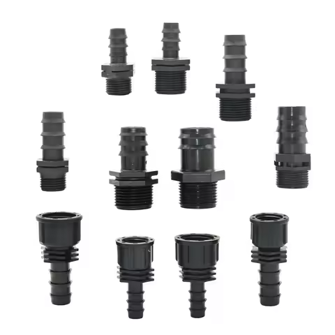 1/2 3/4 1 Inch Thread To 16mm 20mm 25mm 32mm Hose Barb Connectors 1/2 3/4 1" Pe Tube Water Hose Conn