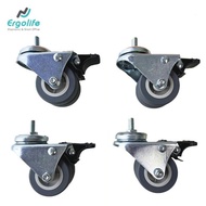 Wheels for Ergolife C5075TPR2 Lifting Table - Set of 4 Locking Wheels 8cm Height - M8 Thread Table W