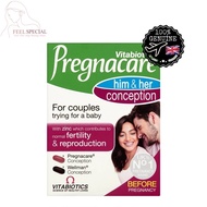 KL READY STOCK 🇬🇧 | VITABIOTICS Pregnacare Him &amp; Her Conception (60 Tablets) - Male, Female, Men, Women,Trying, Pregnant