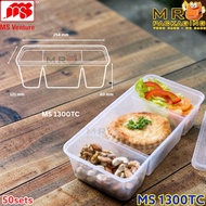 TAGE T1300TC 3 Compartment PP Lunch Box with Lid ( 50pcs± ) Disposable Plastic Food Box Bento Box T 