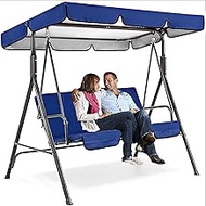 Swing Canopy Top Cover Replacement Canopy and Swing Cushion Cover, Waterproof 2 and 3 Seater Swing Replacement Top Cover,for Garden Outdoor Swing Bench Patio,Blue,164x114x15cm/65x45x6''