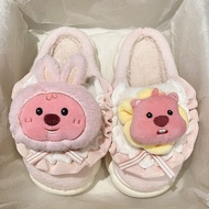 PM6M High-Appearance Super Cute Cotton Slippers Women Fleece-Fleece Warm Autumn Winter Home Use Anti