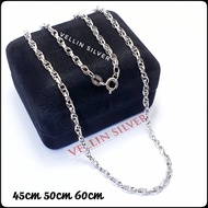 Authentic 925 Silver Necklace with White Gold Plating 925 Silver Men's Necklace/